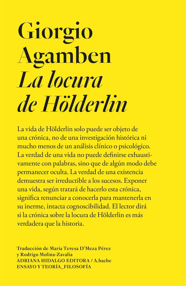 La locura de Hölderlin "Crónica de una vida habitante. 1806-1843".  9788419208149