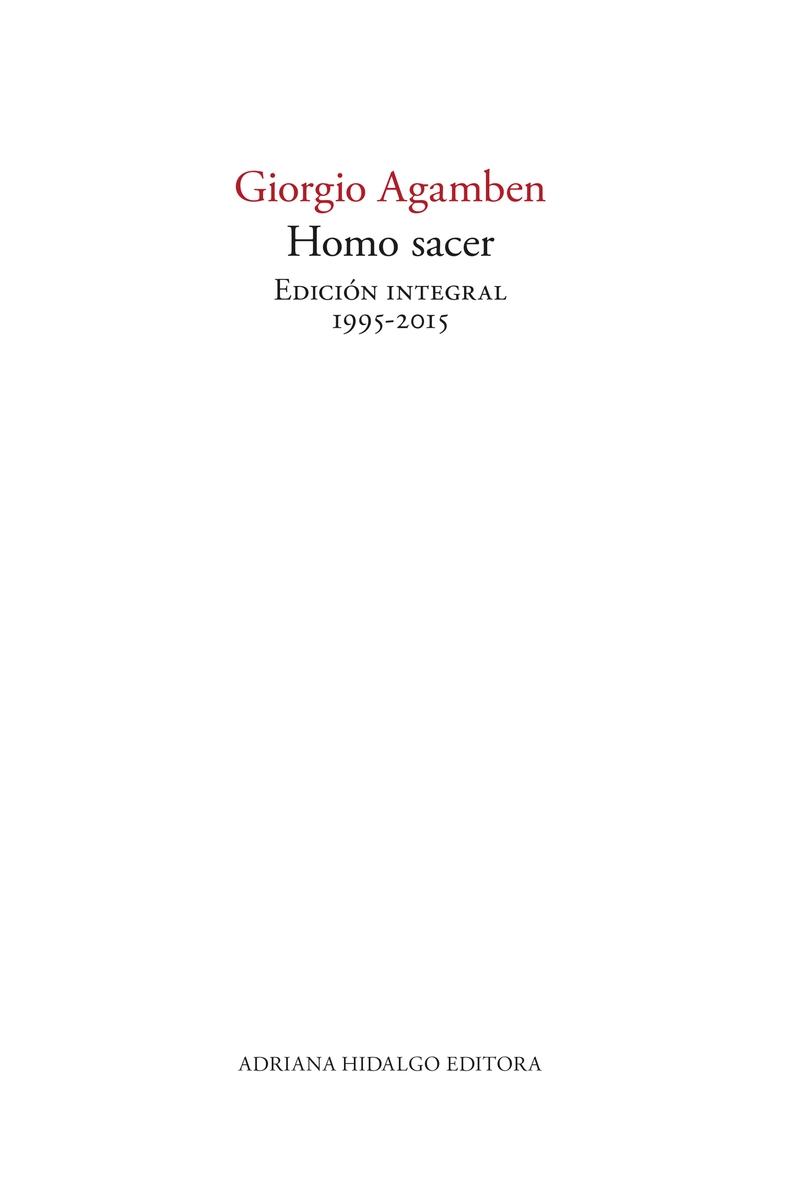 HOMO SACER. EDICION INTEGRAL